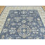 Tapis gris / bleu en laine noué à la main de conception unique 9 pi 10 po x 13 pi 5 po Aslihan