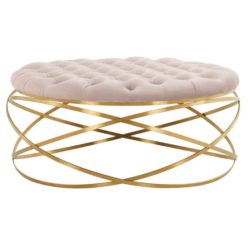 Skye Velvet Ottoman, Pale Taupe