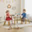 AIYAPLAY 3 Pieces Toddler Table and Chair Set w/ Centre Mesh Bag, White