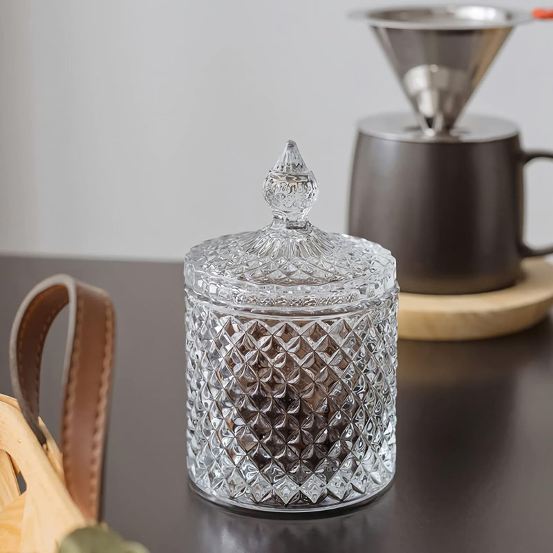 Paquet de 2 pots d'apothicaire en verre épais avec couvercle Qtip