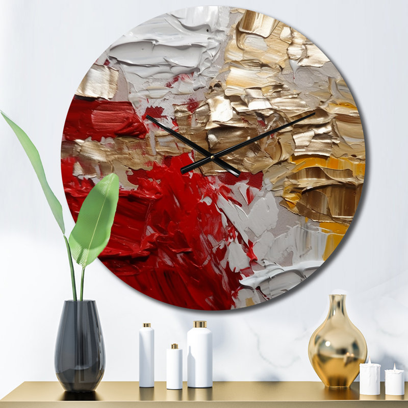 Horloge murale - Cardinal Sin Retro Delight - abstrait rouge et or, Petit