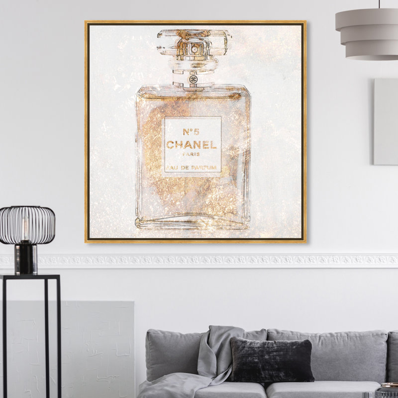 Parfum Glimmer - peinture sur toile, Impression encadrée, H 40 po x l 40 po, Doré
