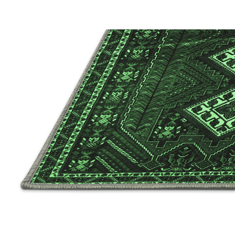 Tapis traditionnel vert émeraude 642, Rectangle 2 pi x 3 pi