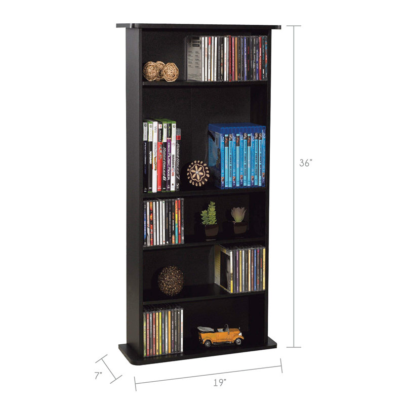 Black Adjustable Shelves Media Storage Cabinet