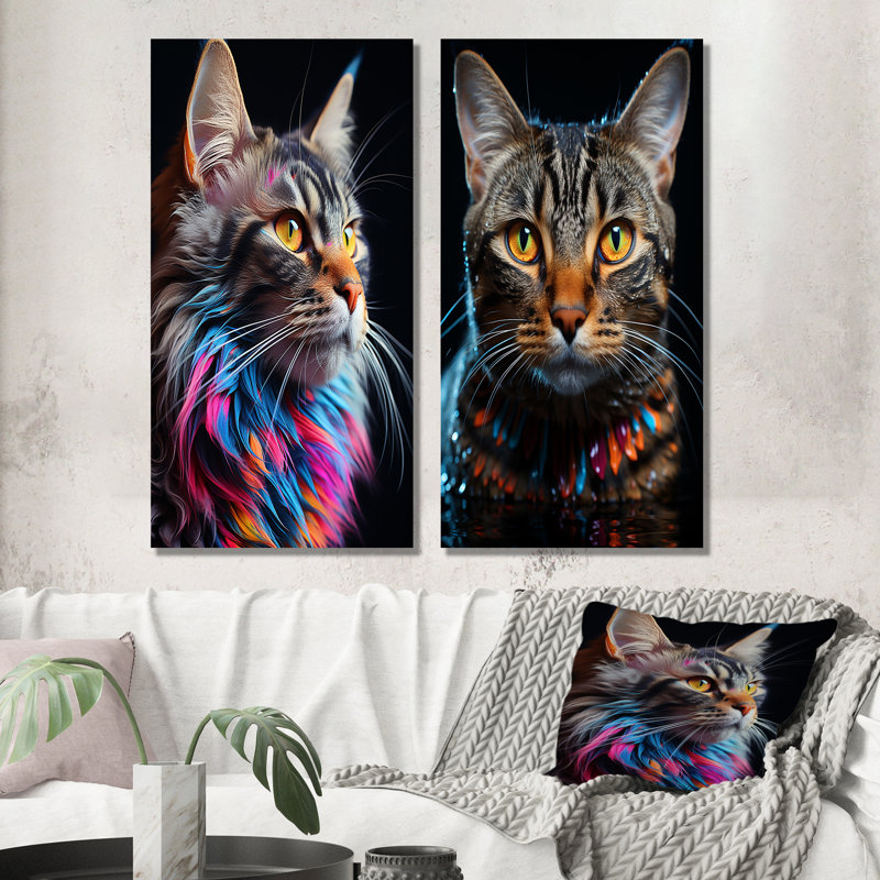 Ensemble de salon mural américain 2 pièces American Shorthair Harmony, H 40 po x l 41 po, Toile tendue