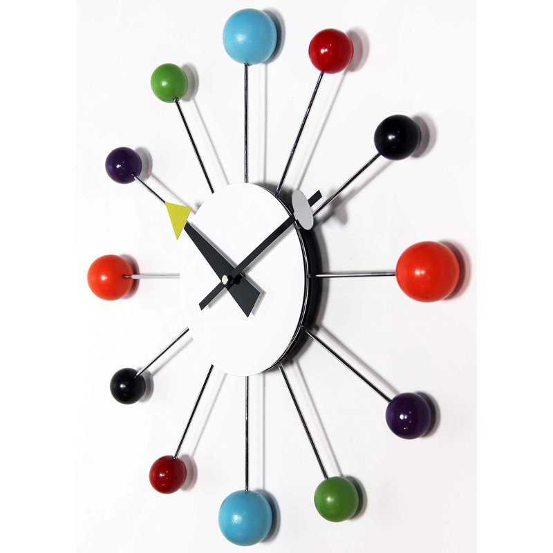 Hailie Midcentury/Modern Starburst Metal & Plastic Wall Clock 15" - Multi-Color