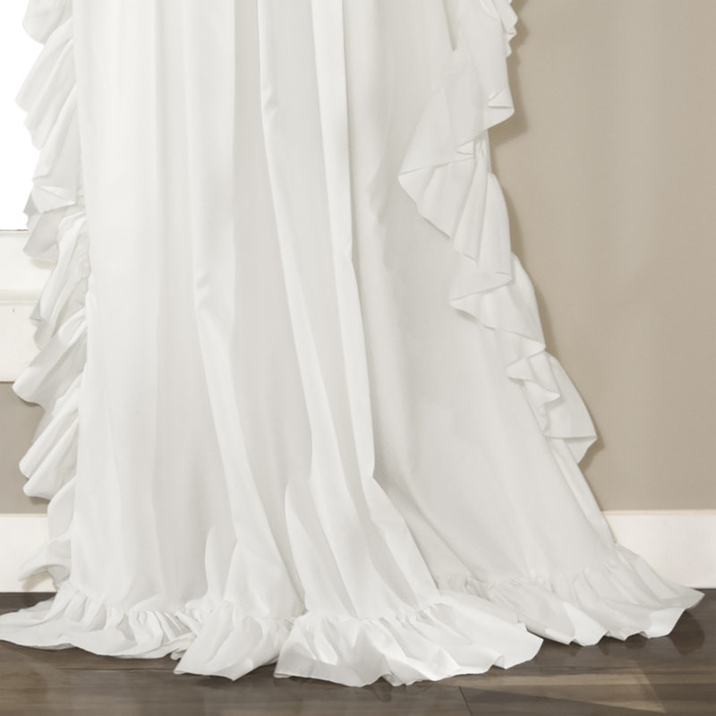 Reyna Semi Sheer Curtain Single Panel, White, 54"W x 120"L