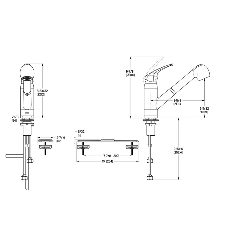 Robinet de cuisine à poignée simple avec accessoires Pfirst Series, Blanc