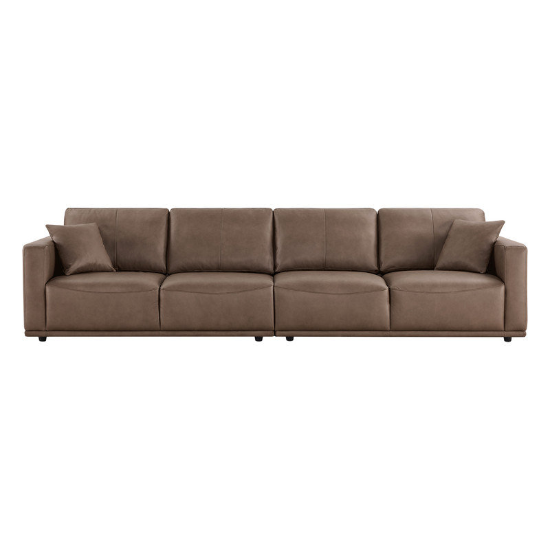 Matawan 134.65'' Upholstered Sofa, Sable Top Grain Leather