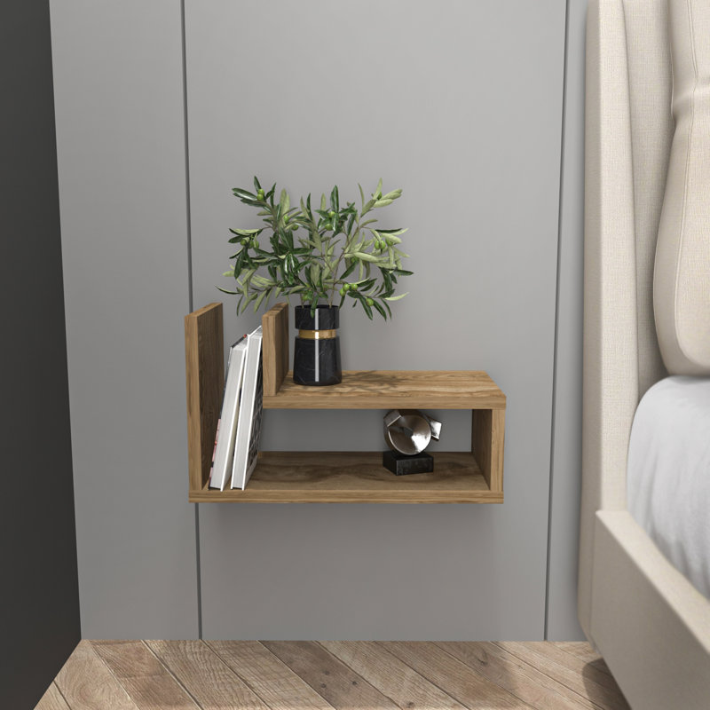 Renninger 45cm W Manufactured Wood Bedside Table, Brown