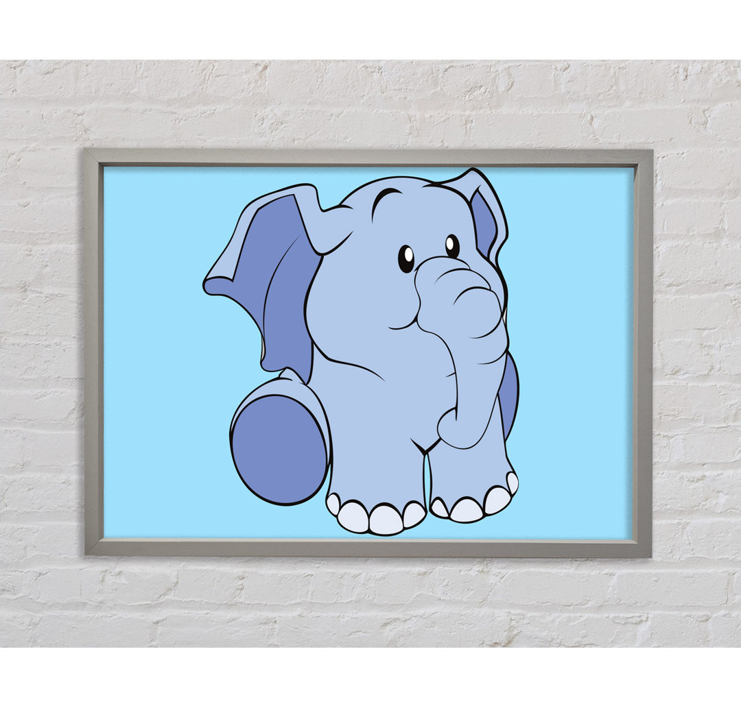 Gerahmtes Wandbild Happy Baby Elephant White