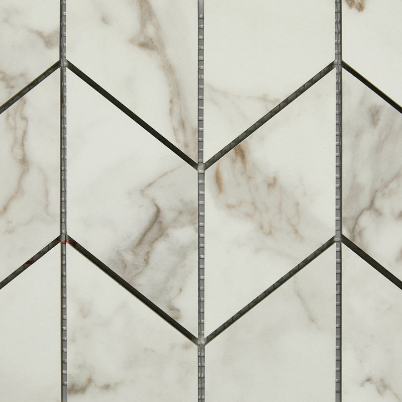 Carreau de mosaïque en porcelaine à motif de chevrons en porcelaine 3 po x 6 po