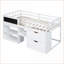 Lit mezzanine simple en bois de pin avec bureau roulant, tiroirs de rangement et amp; Tablette - blanc-538694411