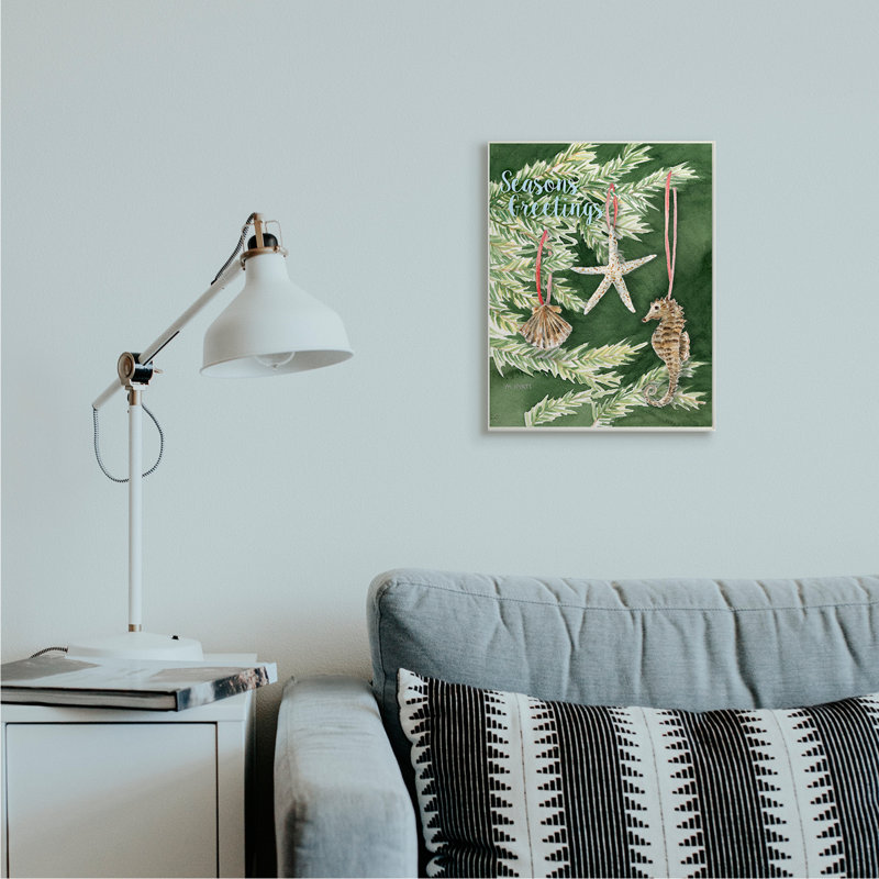 Arbre de Noël nautique « Greetings », impression d’art graphique, Plaque en bois, H 19 po x l 13 po x P 0,5 po