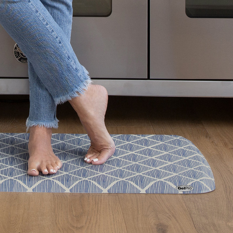 GelPro Elite Striped Trellis Anti-Fatigue Kitchen Floor Mat, Blue, Rectangle 1'8" x 4'