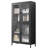 Metal Cabinet With 4 Glass Doors And Pane Finish For Bedroom Black Display Office - Living Room