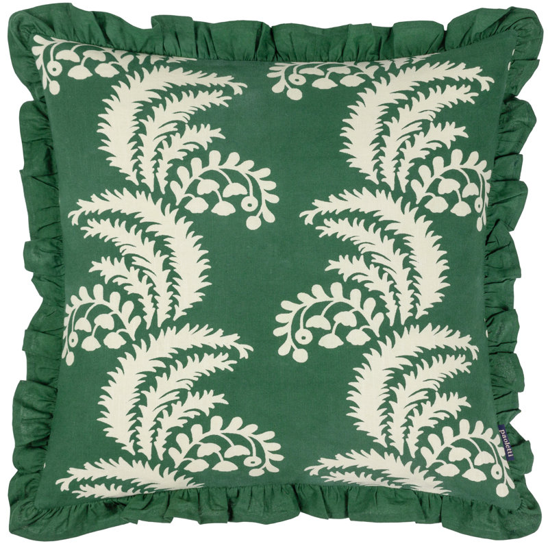 Floral Square Throw Pillow Cover, Bottle Green