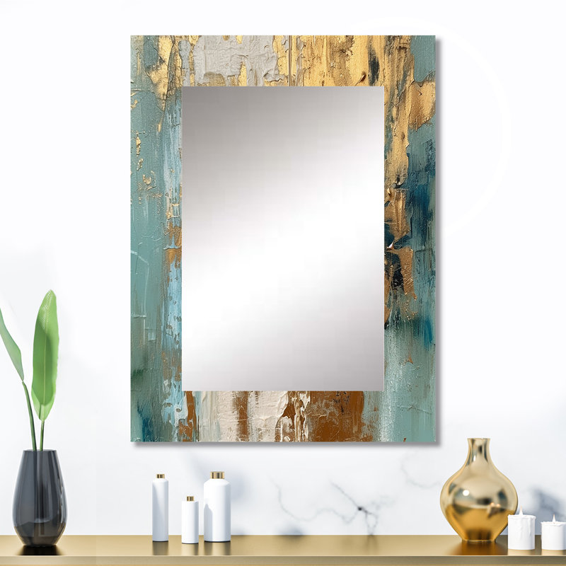 Gilded Daydreams VII - Minimalism Decorative Wall Mirror, Modern Large Mirror, Printed Metal Art, 32" x 24"