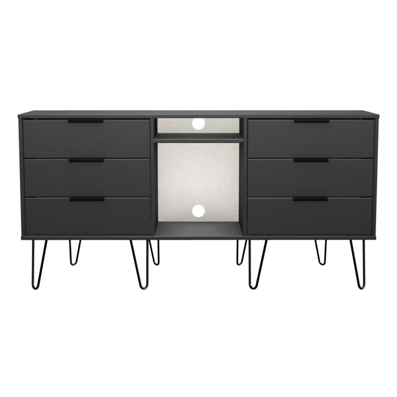 Fully Assembled Myakka 152 Cm Wide 6 Drawer Sideboard, Graphite Black