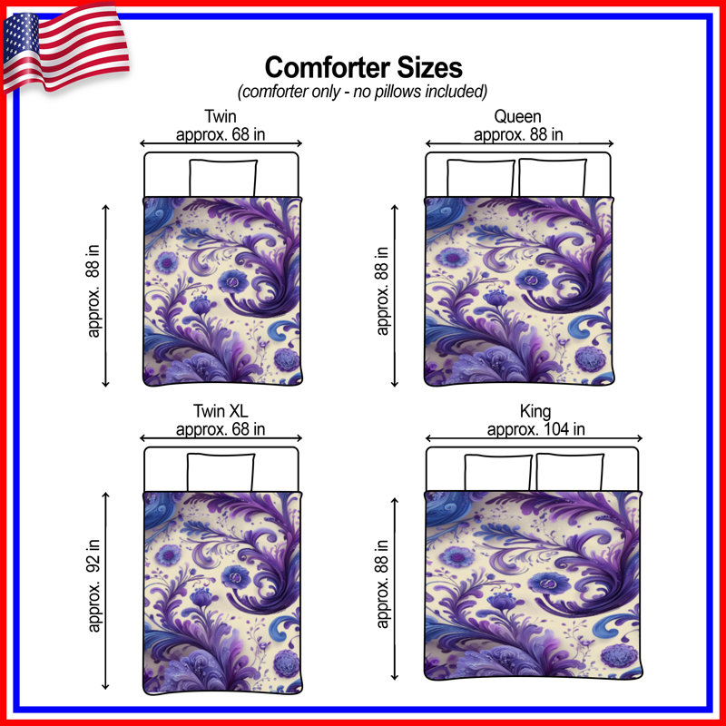 Purple Florals Comforter, Twin Extra Long