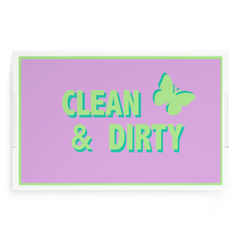 Abstract Decorative Tray, 2" H x 22.5" W x 14.5" D, Lime/Lilac