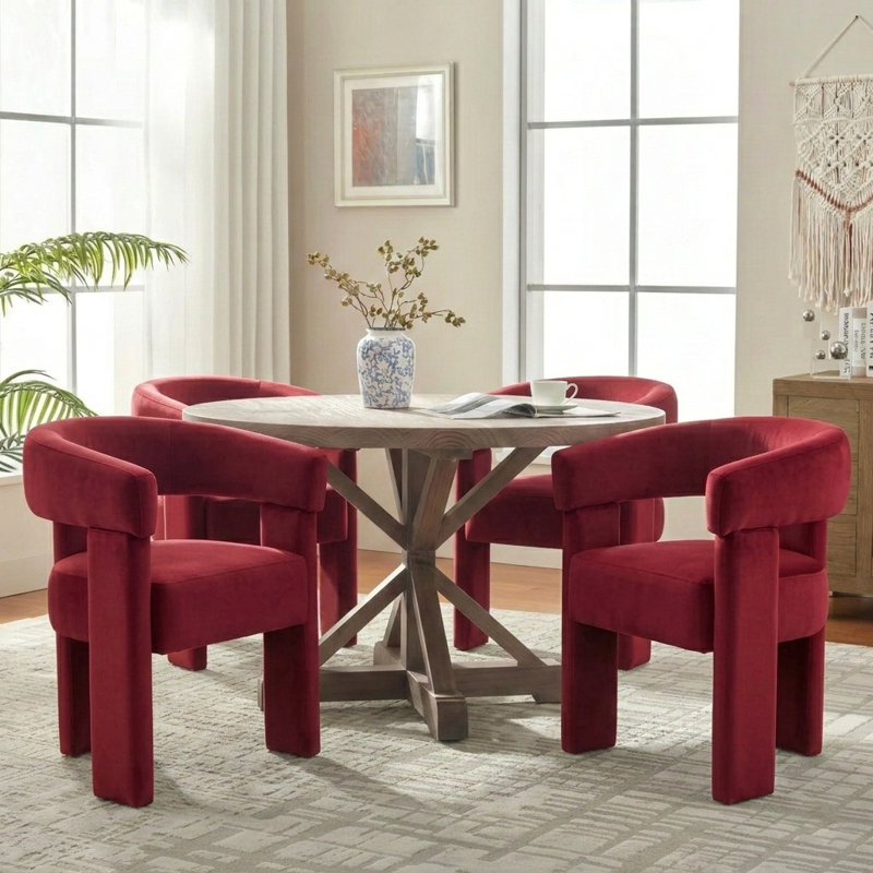 Chaise légère et luxueuse en velours, Rouge