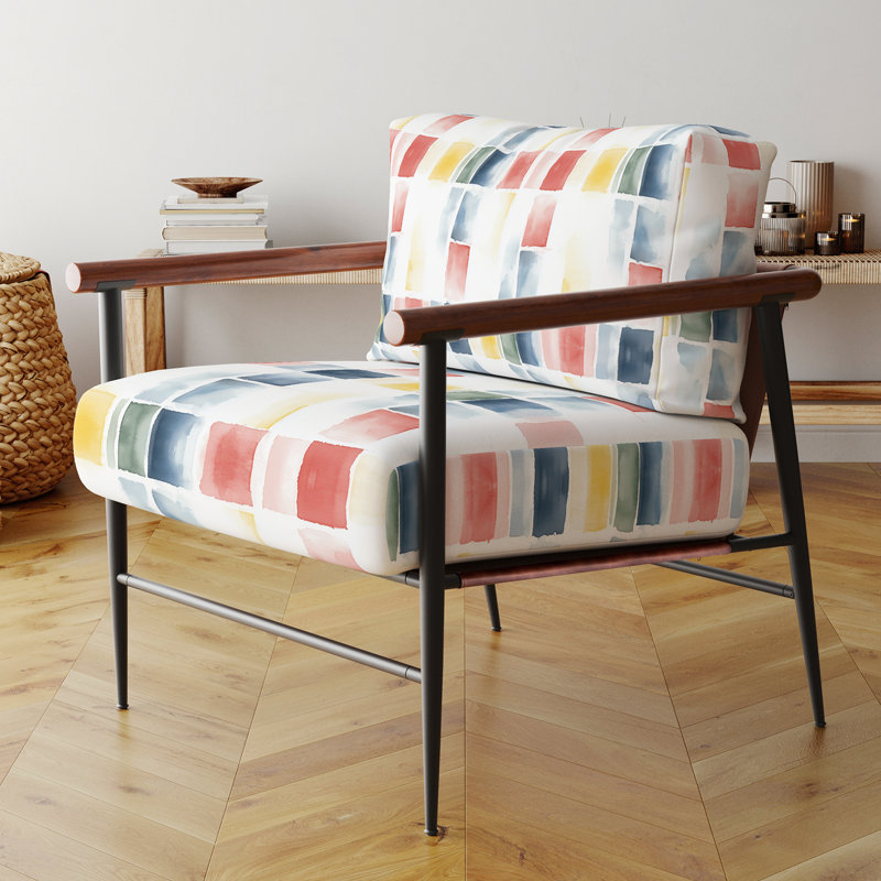 Chaise rembourrée French Country, Bras ronds bruns