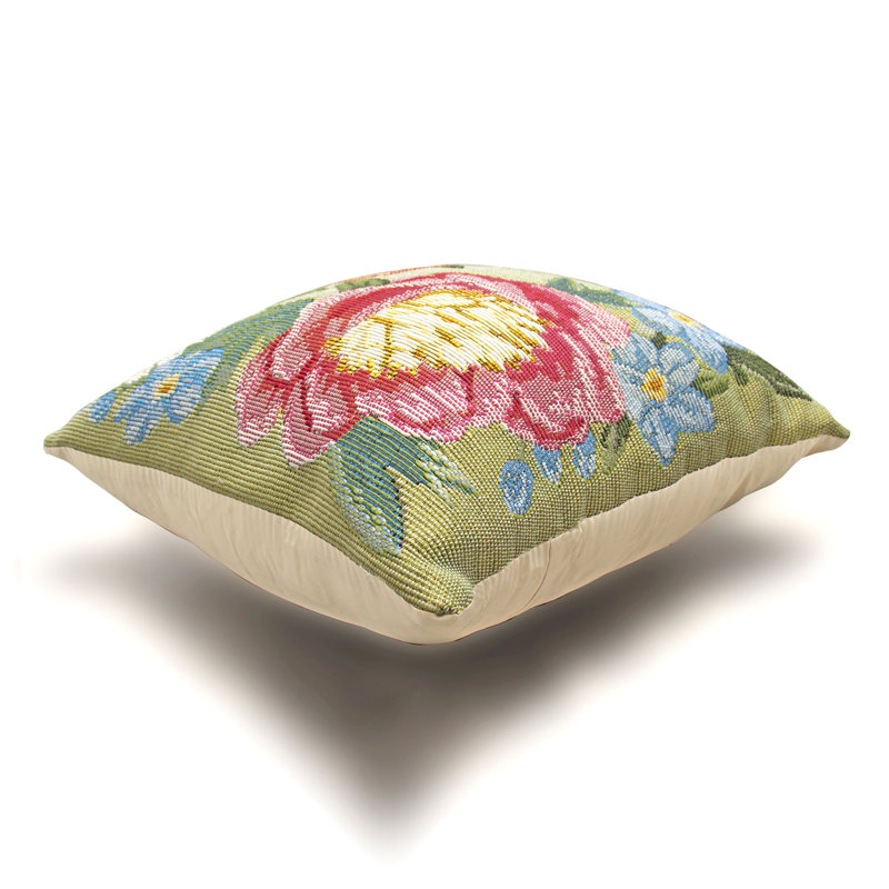 Marina Floral Outdoor Throw Pillow, Aqua, Square 18"