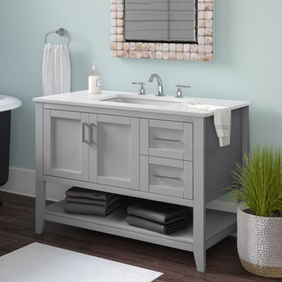 Scottsbluff 42 " W Freestanding Standard Free Standing 1 Single Vanity Bathroom Vanity With Engineered Marble Top