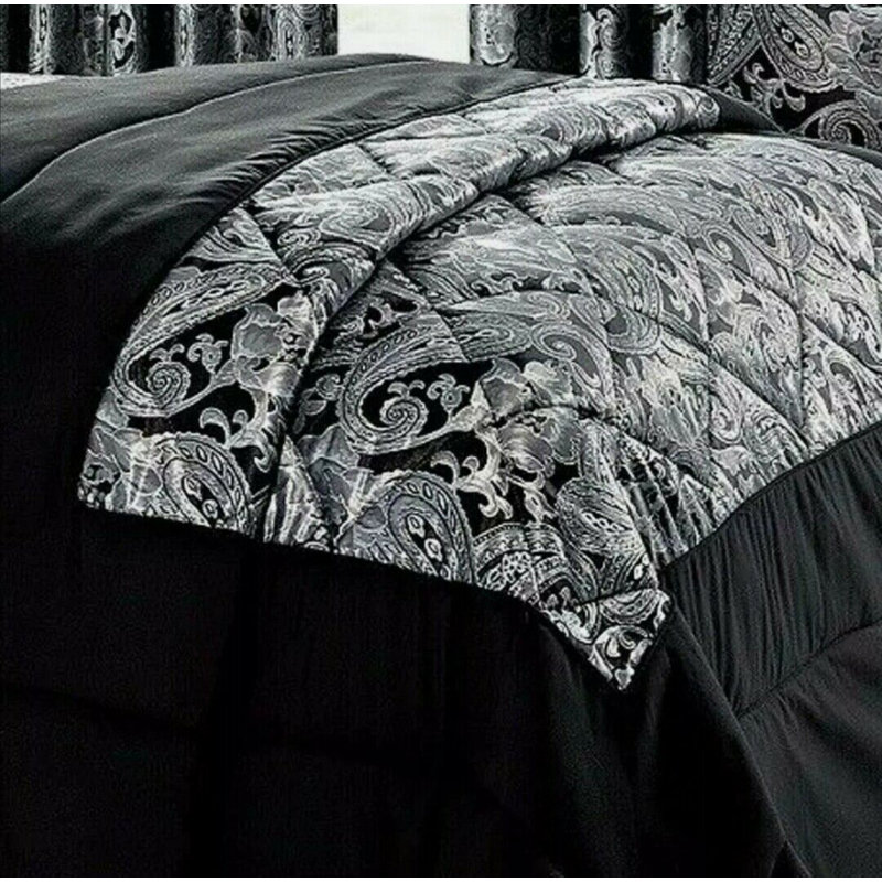 Sabelina Floral Bedspread with Pillow Shams, 250 x 250 cm, Black