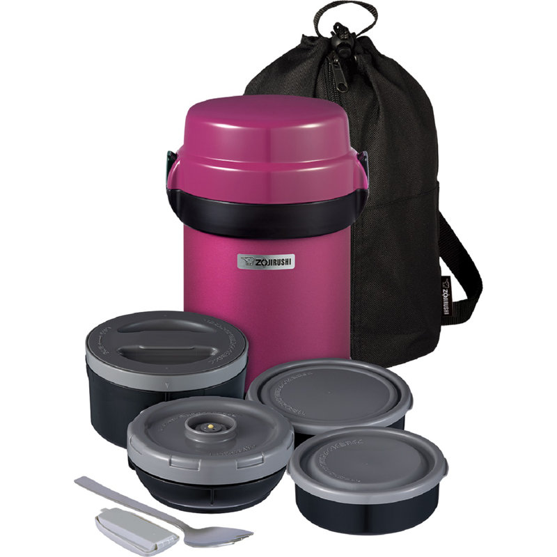 Plum Stainless Steel Insulated Lunch Jar with 4 Containers, 41 Ounces