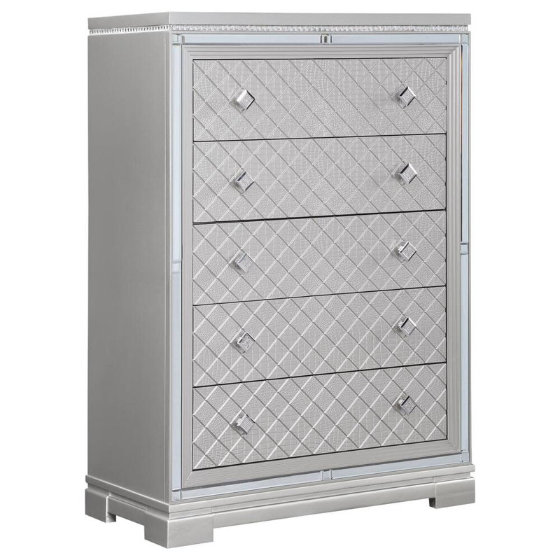 Commode à 5 tiroirs 36,5 po Bayles, Argent