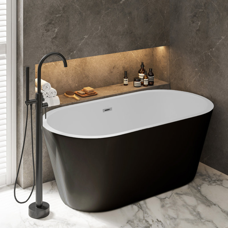 Claire 60" Freestanding Bathtub, Matte Black/Matte White