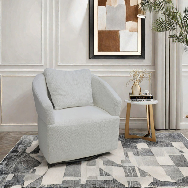 Canapé pivotant moderne à 360 degrés, fauteuil rond avec dossier haut, chaise de chambre à coucher