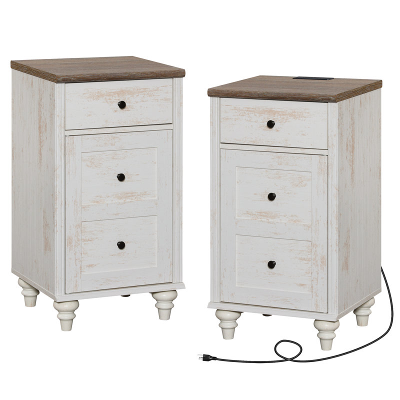 Table de bout Corretta, Brun / blanc rustique