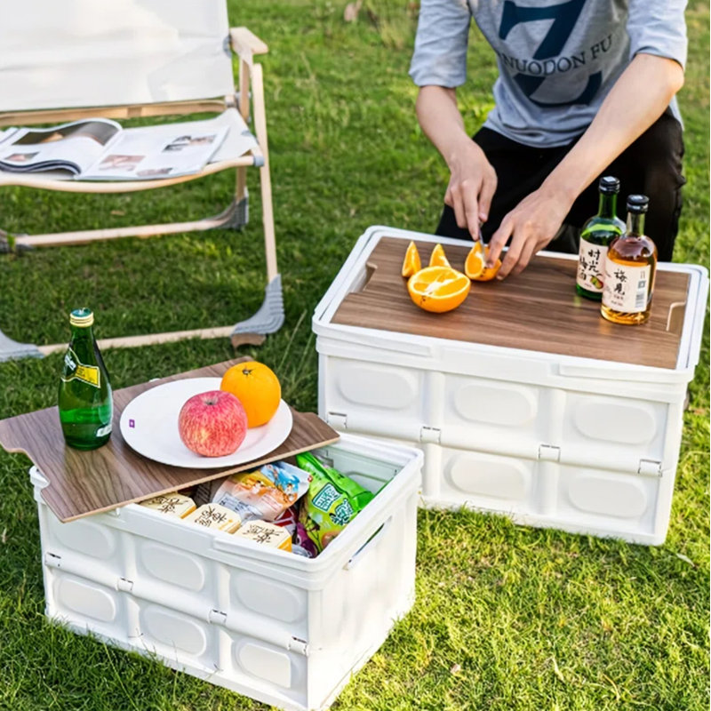 Outdoor Folding Storage Box Multifunctional Car Storage Box Household Storage Basket Portable Folding Box Set Of 3, White, Black And Green.