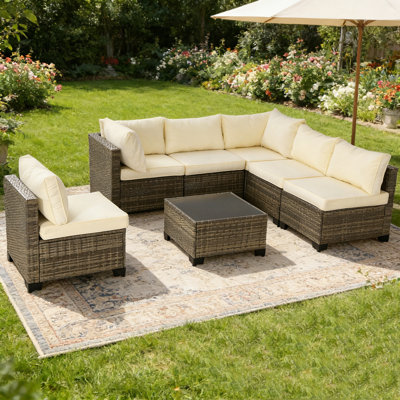 7-Piece Outdoor Patio Seating Group with Cushions
