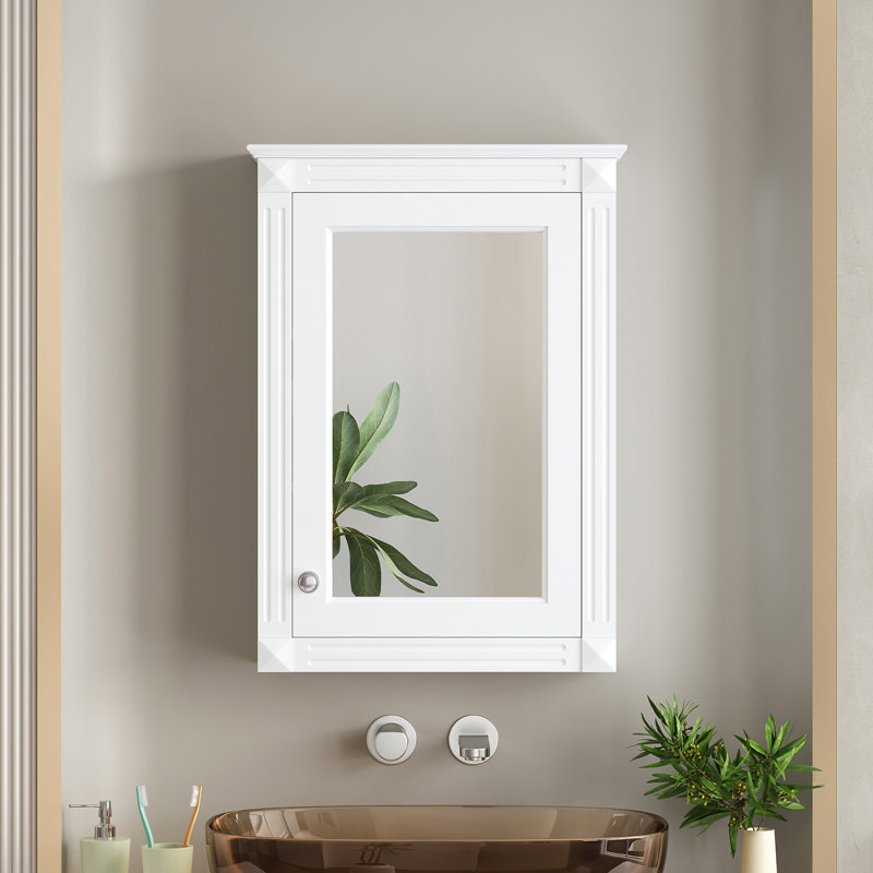Armoire de rangement de salle de bain murale 20 "avec miroir, Blanc