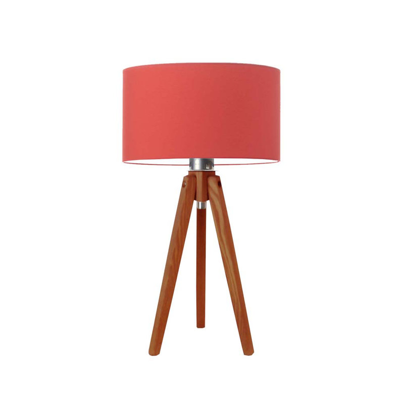 Balinas Solid Wood Tripod Lamp, Brown, Red