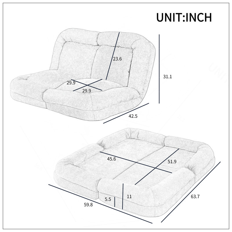 Canapé-lit convertible simple pliable, gris, à droite, la partie droite du produit complet., Gris