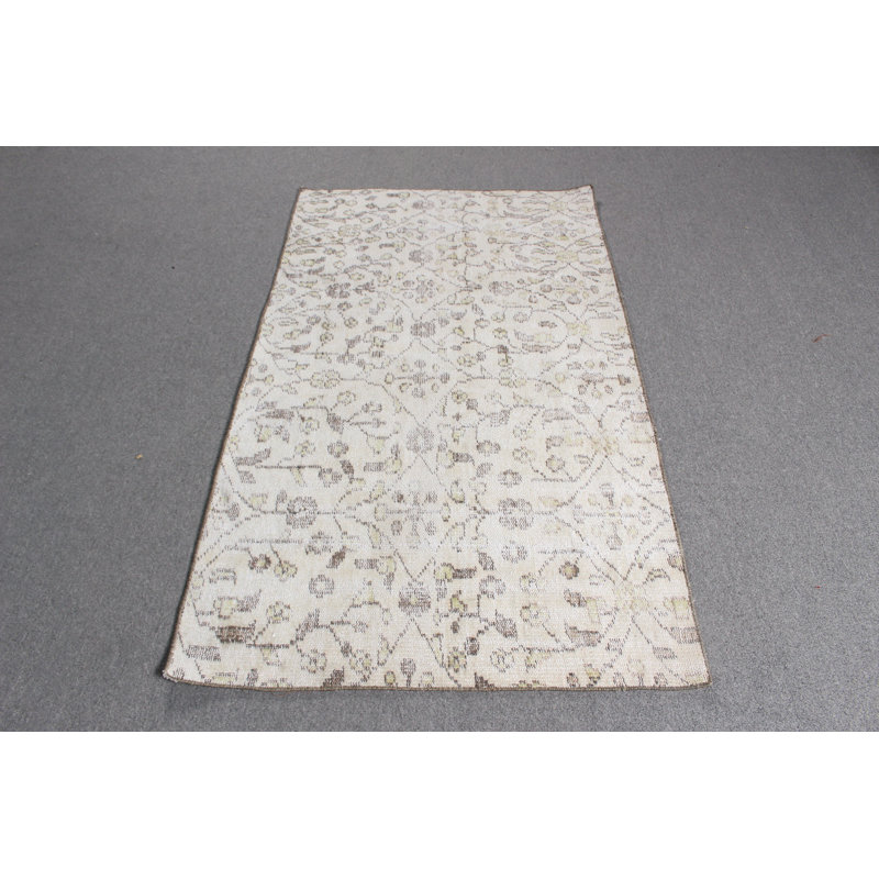 Tapis turc beige Oushak: un tapis luxueux en laine antique, idéal pour les salons de style rétro