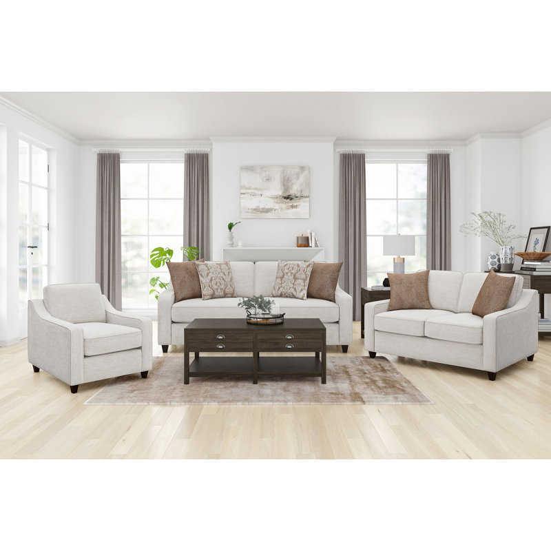 Ensemble de canapés rembourrés 3 pièces Christine, 3 Pieces: Sofa, Loveseat, Chair