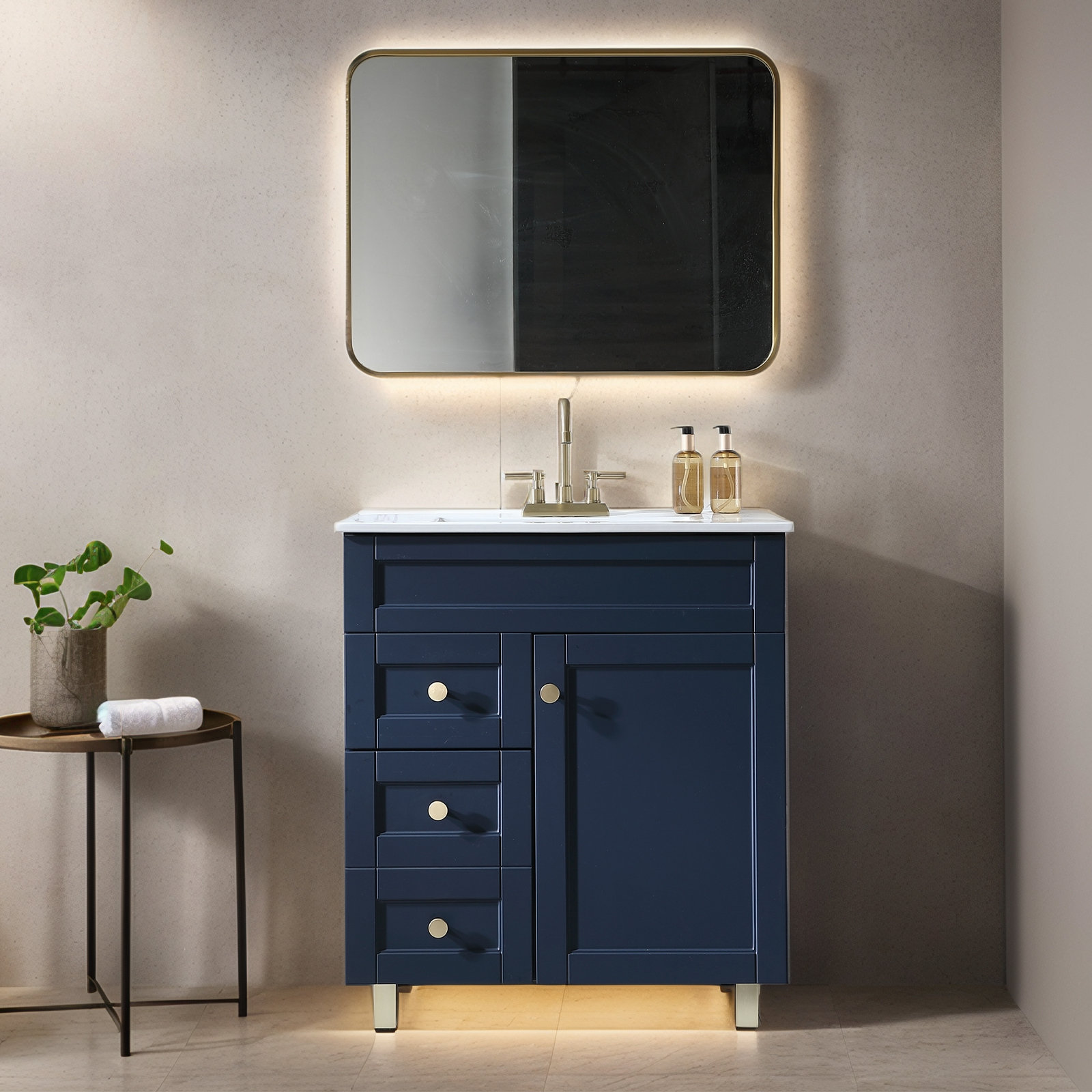 Mercer41 30'' Navy Blue Free-Standing Single Bathroom Vanity Set | Wayfair