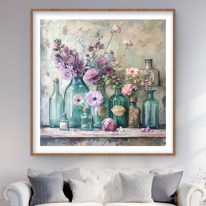 Nature morte - reproduction encadrée avec passe-partout blanc, 48" H x 48" W