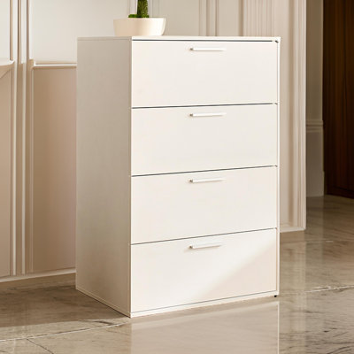 Commode haute Levy, 4 tiroirs géants, finition bois de ferme