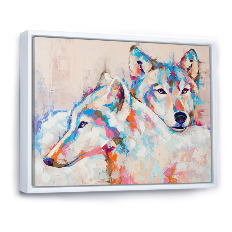 «Pastel Strokes Paint Wolves Portrait», reproduction d'art sur toile moderne, H 12 po x l 20 po