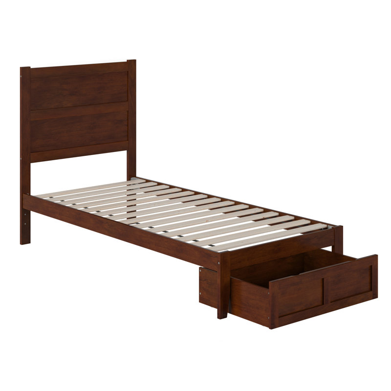  Lit plateforme en bois massif avec tiroir pour pieds Gatsby, Noyer, Très grand simple