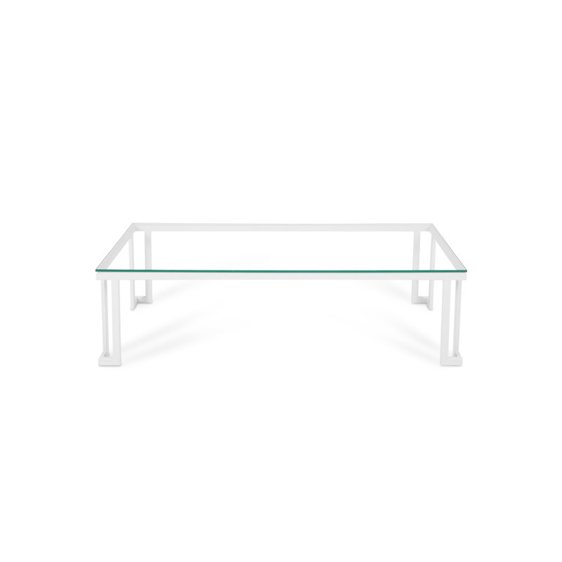 Ajaypal Rectangular Metal Outdoor Coffee Table , cm W 60cm cm D, White, 41cm H x 150cm W x 60cm D
