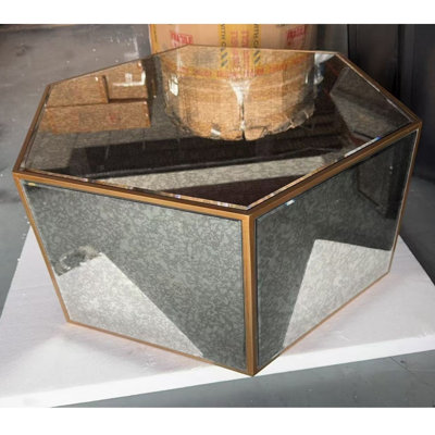 Table basse hexagonale en miroir