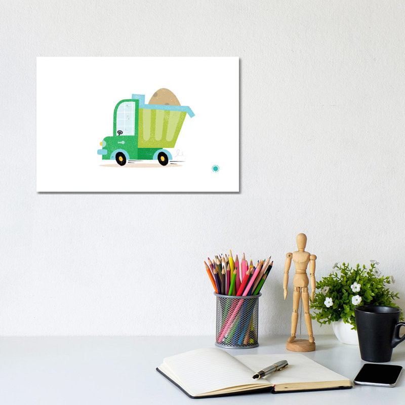 Dumper Truck by PaperPaintPixels - Wrapped Canvas Print, 20.32 cm H x 30.48 cm W